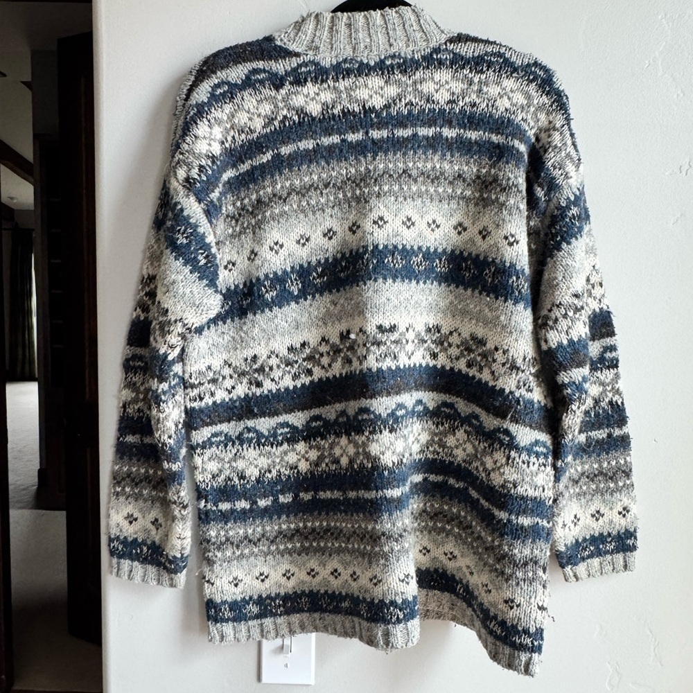 Vintage Nordic Fair Isle Chunky Wool Blend Cottagecore Sweater M Cabincore Cozy - Picture 5 of 5